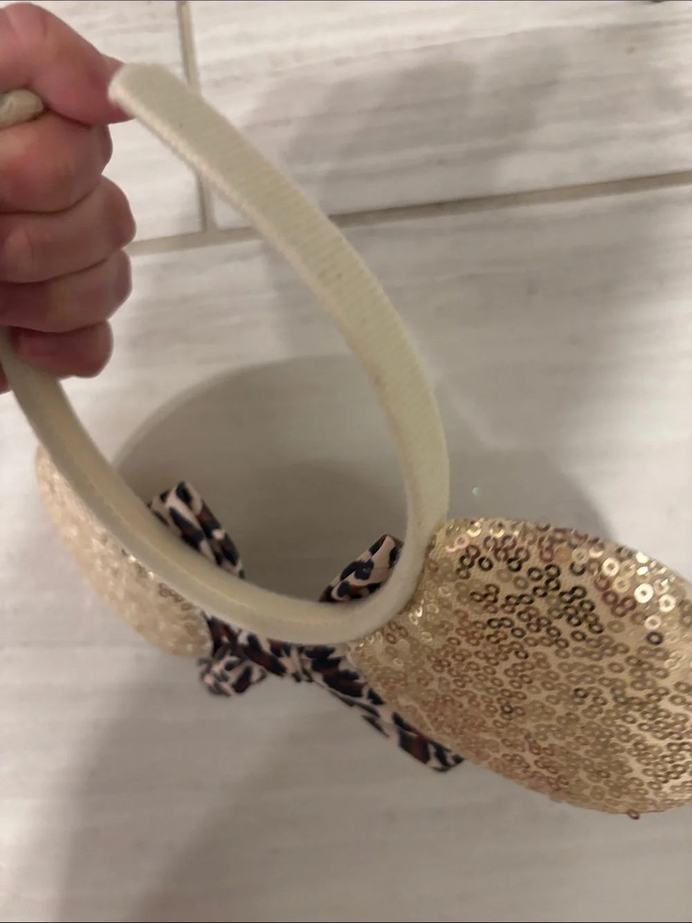 Gold Sequin Minnie Ears Headband with Leopard Bow - Kids Accessories